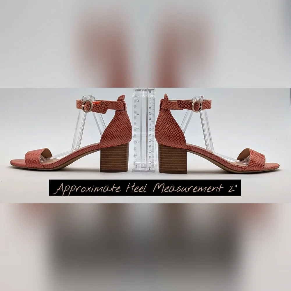 Amelia Grace Tacee Women Size US 6.5M|EU 37 Coral Block Heel Ankle Strap Sandal